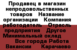 Продавец в магазин непродовольственных товаров › Название организации ­ Компания-работодатель › Отрасль предприятия ­ Другое › Минимальный оклад ­ 22 000 - Все города Работа » Вакансии   . Карачаево-Черкесская респ.